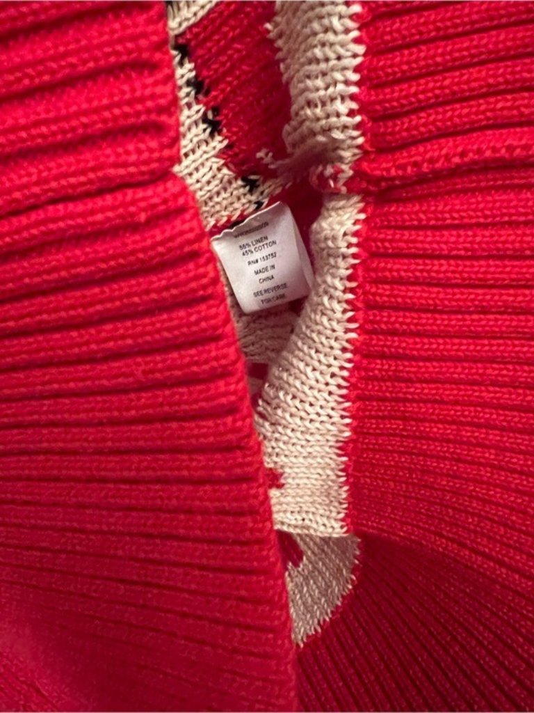 Warm & Wonderful Women's Diana Edition Cotton Linen V-Necksheep Sweater Red, S M — image 8 of 8